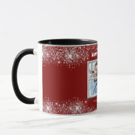 Winterfenster aus rotem Silber-Foto Tasse