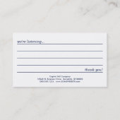 Winterfenster-Kommentarkarte Visitenkarte (Rückseite)