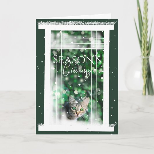 Winterfenster mit Niedlicher Weihnachtskarte für d Karte (Vorderseite)