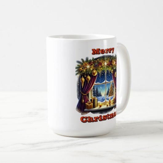 Winterfenster zum Feiern Kaffeetasse (VorderseiteRechts)