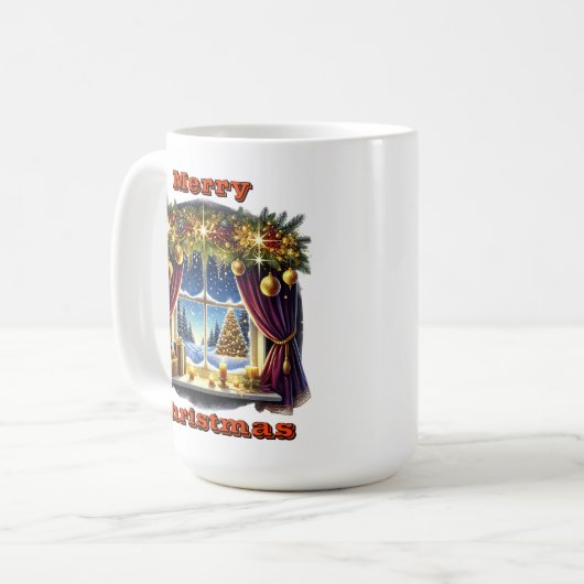 Winterfenster zum Feiern Kaffeetasse (Vorderseite Links)