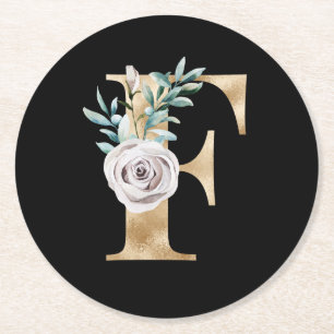 Winterferien Initialen Buchstabe F Runder Pappuntersetzer