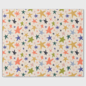 Winterferien mit farbenfrohem Sternenmuster Geschenkpapier (Flach)