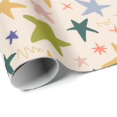 Winterferien mit farbenfrohem Sternenmuster Geschenkpapier (Rolleneckpunkt)