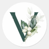 Winterferien MONOGRAM-Weißbeeren Runder Aufkleber (Vorderseite)