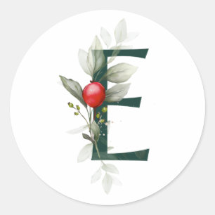 Winterferien MONOGRAMM roter Weihnachtsstern Beere Runder Aufkleber