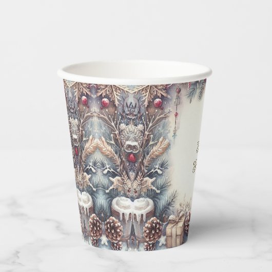 Winterferien-Papierkästen Pappbecher (Vorderseite)