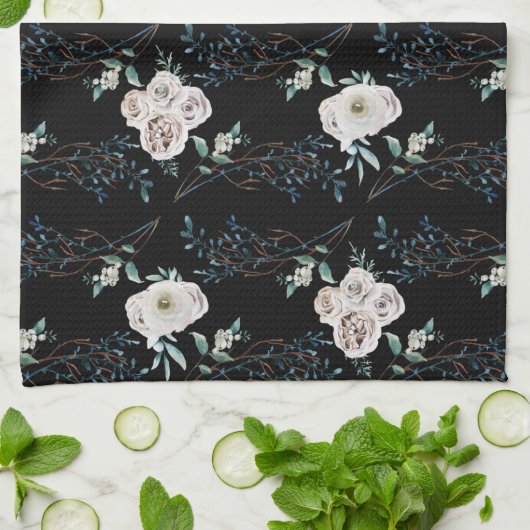 Winterferien-Rose Geschirrtuch (Gefaltet)