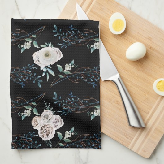 Winterferien-Rose Geschirrtuch (Viertel Falte)