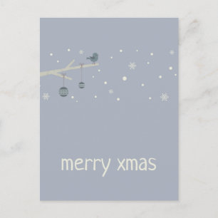 Winterferien Wald Baum Rotkehlchen Vögel Cartoon  Postkarte