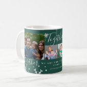 Winterferienfamilie 4 Foto Collage Schneeflocken Kaffeetasse (Vorderseite Links)