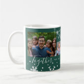 Winterferienfamilie 4 Foto Collage Schneeflocken Kaffeetasse (Links)