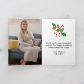 Winterferienteam mit rotem Poinsettia Foto Dankeskarte (Innenseite)