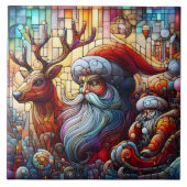 Winterfest mit Santa & Rentier! Fliese (Vorderseite)