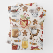 Winterfeste Getränke und Desserts Geschenkpapier Set (Beispiel)