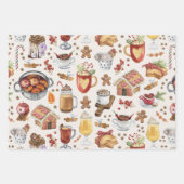 Winterfeste Getränke und Desserts Geschenkpapier Set (Vorderseite)