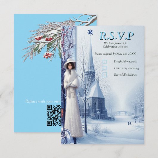 Winterfeste in Amsterdam RSVP Karte (Vorne/Hinten)