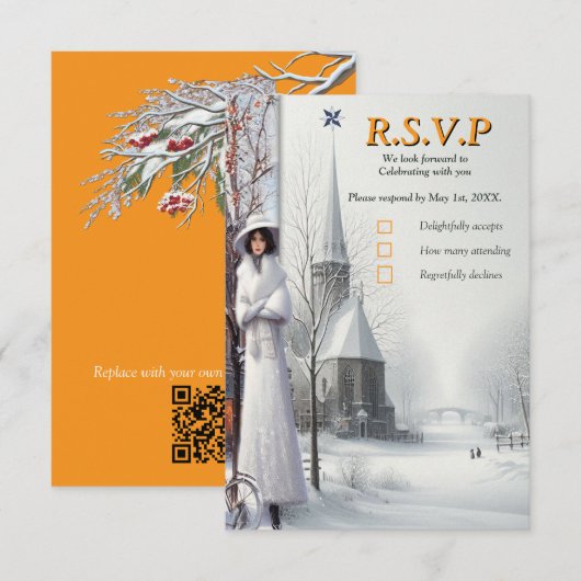 Winterfeste in Amsterdam RSVP Karte (Vorne/Hinten)