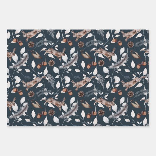 Winterfeste Kaninchen Geschenkpapier Set (Vorderseite 3)