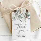 Winterfestes Blattwerk immergrüne Hochzeit Geschenkanhänger