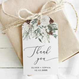 Winterfestes Blattwerk immergrüne Hochzeit Geschenkanhänger