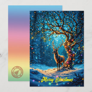 Winterfestliche niedliche Hirsche Weihnachtswald Einladung