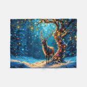 Winterfestliche niedliche Hirsche Weihnachtswald Fleecedecke (Vorderseite (Horizontal))