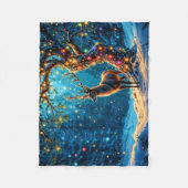 Winterfestliche niedliche Hirsche Weihnachtswald Fleecedecke (Vorderseite)