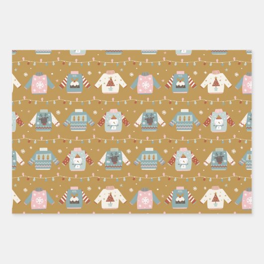 Winterfestliche Pullover-Schneeflocken Weihnachten Geschenkpapier Set (Vorderseite)