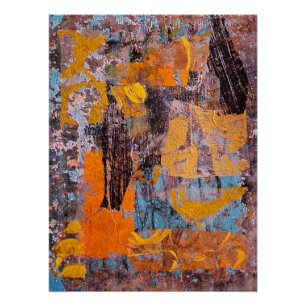 Winterfeuer, Collage, Gel Print Abstrakt Poster