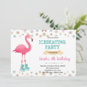 Winterflamingo Eis Skaten Party Einladung (Stehend Vorderseite)