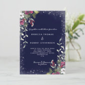 Winterflorale der Marine Weihnachten Einladung (Stehend Vorderseite)