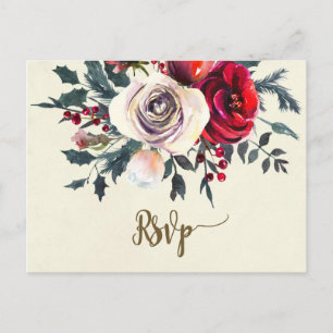 Winterflorale Hochzeit Rsvp Postkarte