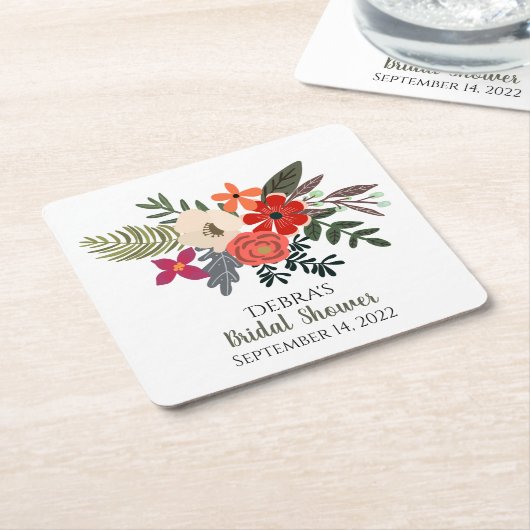 Winterfloralen lila, rotes Bouquet Brautparty Rechteckiger Pappuntersetzer (angewinkelt)