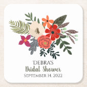 Winterfloralen lila, rotes Bouquet Brautparty Rechteckiger Pappuntersetzer (Vorderseite)