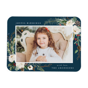 Winterflorales Feiertags-Fotomagnet Magnet