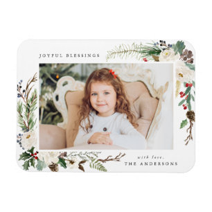 Winterflorales Feiertags-Fotomagnet Magnet