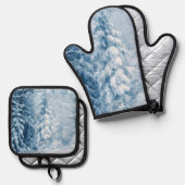 Winterflüster Ofenhandschuh & Topflappen-Set (Vorderseite/Rückseite)