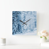 Winterflüster Quadratische Wanduhr (Zuhause)