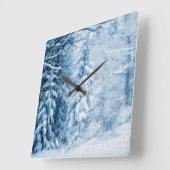 Winterflüster Quadratische Wanduhr (Winkel)