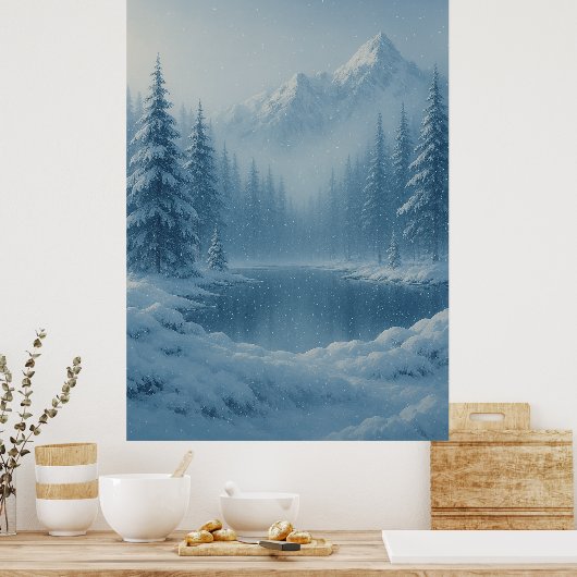 Winterflüster - Schneeberg Ruhe Poster (Küche)