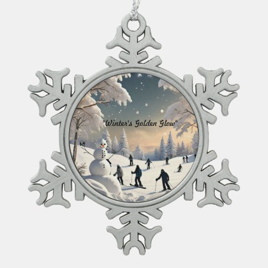"Winterflüster" Schneeflocken Zinn-Ornament (Vorderseite)