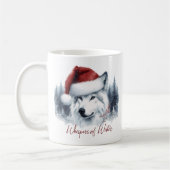 Winterflüster - Watercolor Wolf in Weihnachtsmannm Kaffeetasse (Links)