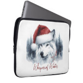 Winterflüster - Watercolor Wolf in Weihnachtsmannm Laptopschutzhülle (Vorne Rechts)