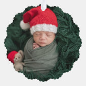 Winterfolie | Erste Weihnachten des Kindes Ornament Karte (Rückseite)