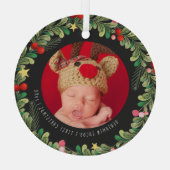 Winterfolie | Erste Weihnachtsdekoration des Kinde Ornament Aus Glas (Rückseite)