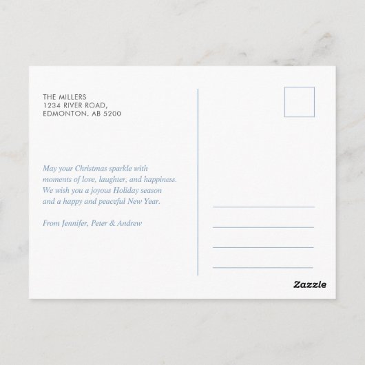 Winterfolie | Merry & Bright Holiday Foto Postkarte (Rückseite)