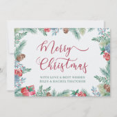 Winterfolien und Kiefernkronengrenze Feiertagskarte (Vorderseite)