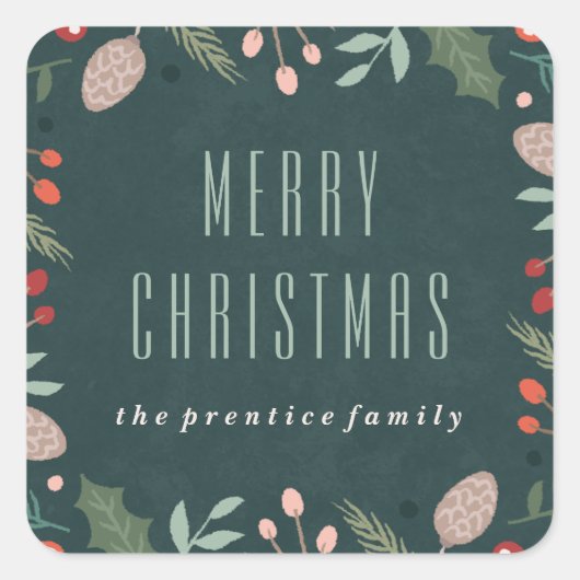 Winterfolienaufkleber - Aquamarin Quadratischer Aufkleber (Vorderseite)