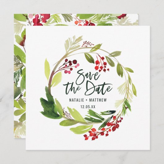 Winterfolienkarte Save the Date (Vorne/Hinten)